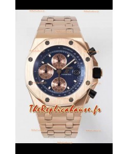 Audemars Piguet Royal Oak Offshore Chronographe cadran bleu Montre réplique miroir 1:1 - Or rose 