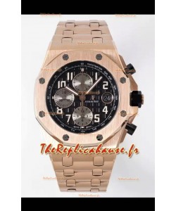 Audemars Piguet Royal Oak Offshore Chronographe cadran noir Montre réplique miroir 1:1 - Or rose 