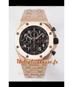Audemars Piguet Royal Oak Offshore Chronographe cadran noir Montre réplique miroir 1:1 - Or rose 