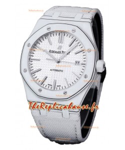 Audemars Piguet Royal Oak Ref.15400 Montre Boîtier Carbone Forgé Cadran Blanc dans réplique 1:1
