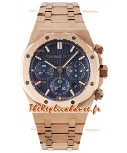 Audemars Piguet Réplique du Chronographe Royal Oak 1:1 - Boîtier Or Rose Cadran Bleu 41MM
