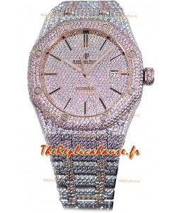Audemars Piguet Royal Oak 15400 Cadran à bâtons glacés dans un boîtier en or rose bicolore Montre suisse réplique