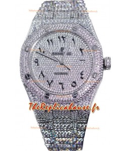 Audemars Piguet Royal Oak 15400 Iced Out Cadran arabe en acier inoxydable Boîtier Réplique Montre Suisse
