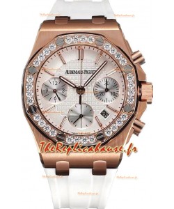 Audemars Piguet Royal Oak Offshore Chronographe or rose cadran blanc 37MM - Réplique Montre Suisse 