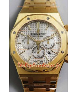 Audemars Piguet Royal Oak Chronographe Or Jaune Cadran Blanc Bracelet Acier Réplique Montre Suisse