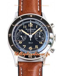Blancpain Air Command Cadran noir Boîtier acier Montre réplique 1:1