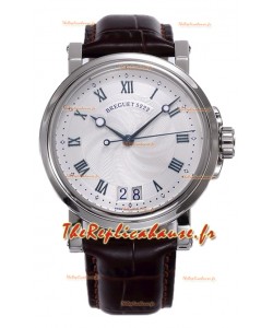 Breguet Marine Automatic Big Date 5817 Montre en acier inoxydable avec cadran blanc 