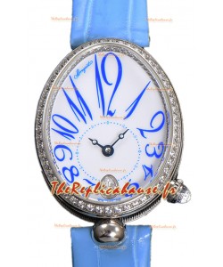 Breguet Reine De Naples Dames Acier inoxydable Cuir Bleu Edition Suisse Réplique Montre 1:1