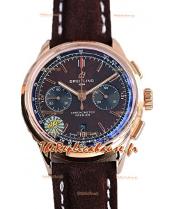 Breitling Premier B01 Chronographe 42 Edition Boîtier Or Rose Cadran Centenaire Brun - 1:1 Montre Réplique 