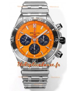 Breitling Chronomat B01 42 Edition Swiss 904L Boîtier acier Cadran jaune pâle Montre réplique 1:1