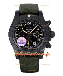 Breitling Avenger Hurricane Chronographe Cadran noir Nylon kaki - Revêtement DLC Réplique Montre Suisse 