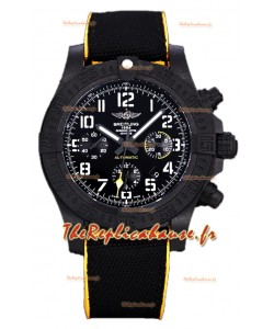 Breitling Avenger Hurricane Chronographe Cadran noir Nylon cerclé de jaune - Revêtement DLC Montre Suisse Réplique 