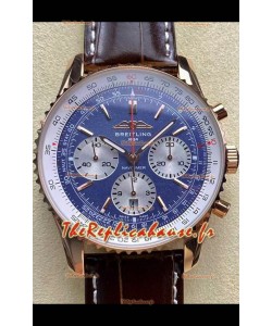 Breitling Navitimer B01 Chronographe 43 Cadran bleu - Boîtier plaqué or rose Réplique Suisse 1:1 