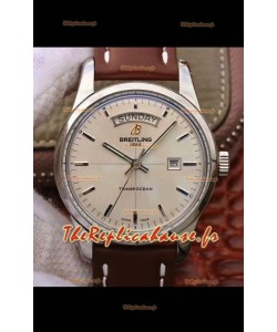 Breitling Transocean Day & Date Réplique Suisse en cadran blanc, édition miroir 1:1