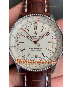 Breitling Navitimer 1 Réplique Suisse Automatique - Cadran blanc - Bracelet cuir marron 