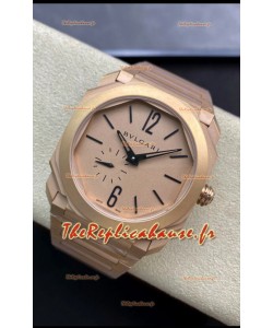 Bvlgari Octo Finissmo Edition 1:1 Miroir Réplique Boîtier Or Rose Sablé