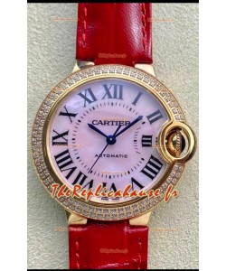 Ballon De Cartier Suisse Automatique 1:1 Miroir Qualité 33MM en Or Rose Cadran Perle Rose