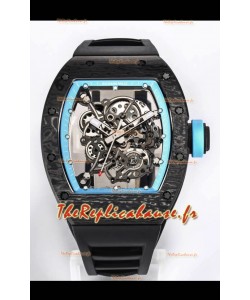 Réplique de Montre Richard Mille RM055 Boîtier Carbone Noir Miroir 1:1 avec bracelet noir