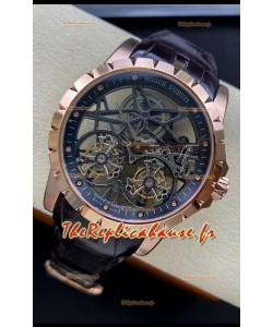Roger Dubuis Excalibur Dual Tourbillon Miroir 1:1 Boîtier en or rose suisse