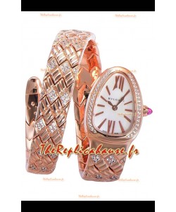 Bvlgari Serpenti Edition Montre en or rose avec cadran blanc qualité 1:1