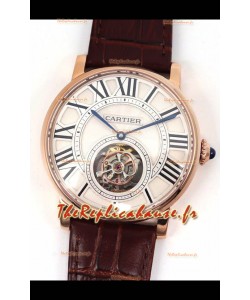 Rotonde De Cartier Flying Tourbillon Réplique Suisse en Boîtier Or Rose