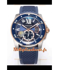 Montre Calibre De Cartier 42MM Cadran Bleu Boîtier Acier - Montre réplique 1:1