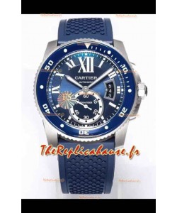 Montre Calibre De Cartier 42MM Cadran Bleu Boîtier Acier - Montre réplique 1:1 