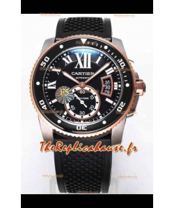 Montre Calibre De Cartier 42MM Cadran noir Boîtier acier bicolore - Réplique 1:1 
