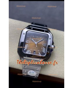Cartier Santos De Cartier 904L Cadran Marron Réplique 1:1 - Montre en acier inoxydable 40MM
