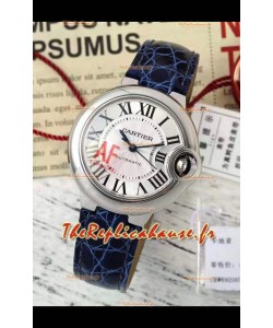 Ballon De Cartier Montre Suisse Automatique de qualité miroir 1:1, bracelet bleu, boîtier acier, 33 mm