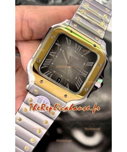 Cartier Santos De Cartier 904L Cadran brun Deux tons Réplique miroir 1:1 - Montre réplique 1:1 en acier inoxydable 40MM