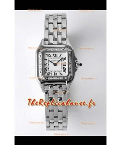 Cartier PANTHERE Edition 22MM 1:1 Miroir Qualité Suisse Réplique Montres avec Cadran Blanc - Lunette Diamants