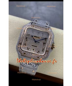 Cartier "Santos De Cartier" 904L Acier Diamants Cadran Arabe Réplique miroir 1:1 - 40MM - Diamants Véritables