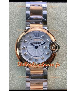 Ballon De Cartier Swiss Quartz Qualité Miroir 1:1 28MM dans un boîtier en or rose 2 tons