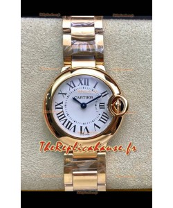 Ballon De Cartier Swiss Quartz Qualité Miroir 1:1 28MM en Or Rose
