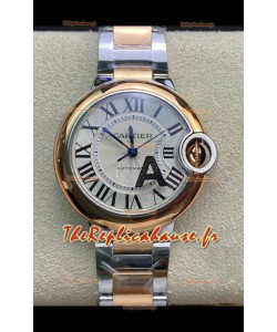 Ballon De Cartier Swiss Automatic Qualité Miroir 1:1 33MM dans un boîtier en or rose 2 tons