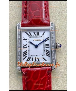 Cartier Tank Solo Montre suisse à quartz avec boîtier en acier inoxydable - Réplique Suisse miroir 1:1 de 27 mm de large