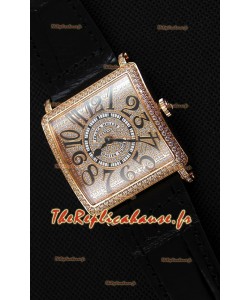Montre Franck Muller Master of Square Ladies Montre dame en quartz réplique dans un boîtier en or rose
