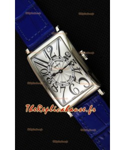 Montre Franck Muller Long Island Montre femme avec mouvement suisse à quartz Bracelet bleu Réplique 
