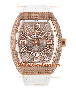 Franck Muller Vanguard V45 Edition en Plaqué Or Rose - Chiffres Blancs
