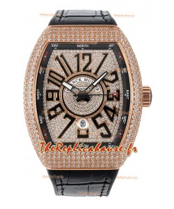 Franck Muller Vanguard V45 Edition en Plaqué Or Rose - Chiffres Noirs 
