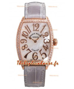 Franck Muller Montre Cintree Curvex Cadran Nacre en Plaqué Or Rose - Bracelet Gris 