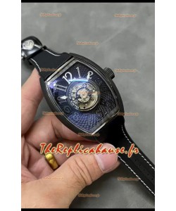 Franck Muller Montre Curvex Grand Central Tourbillon Boîtier carbone noir en Montre réplique 1:1 