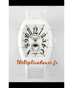 Franck Muller Vanguard Moonphase V32 Boîtier Céramique - Cadran Blanc dans Mouvement Automatique