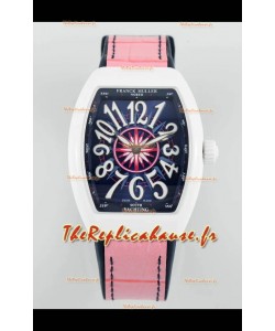 Franck Muller Vanguard Yachting V32 Cadran céramique rose/Bracelet Réplique Montre Suisse 