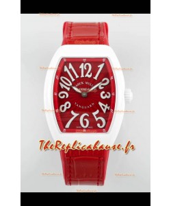 Franck Muller Vanguard Yachting V32 Cadran céramique rouge/ Bracelet Réplique Montre Suisse 