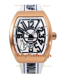 Franck Muller « Fr2nck » Vanguard Rabbit Edition Réplique Montre Suisse dans boîtier or rose