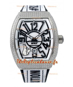 Franck Muller « Fr2nck » Vanguard Rabbit Edition Réplique Montre Suisse en Lunette Diamants