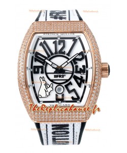 Franck Muller « Fr2nck » Vanguard Rabbit Edition Réplique Montre Suisse en Or Rose Diamants