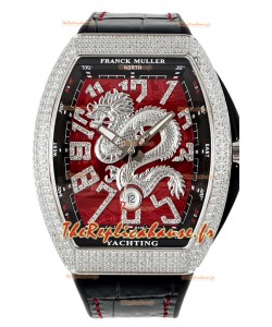 Franck Muller Vanguard Yachting Dragon V45 cadran rouge lunette diamants arrondis Réplique Suisse